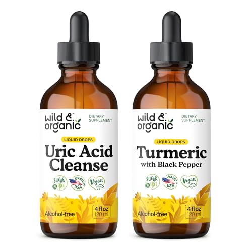 Wild & Organic Uric Acid Cleanse Tinktur 4 fl oz & Turmerisk Tinktur 4 fl oz