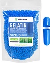 XPRS Nutra Størrelse 5 Tomme kapsler - 500 Tomme meget små Tomme Gelatine kapsler - Piller selv Capsule Fyldning - Fyldelige Pille Gel Caps til Do- It- Yourself Vitamin Kosttilskud (blå)
