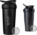 BlenderFlaske Strada Shaker Cup isoleret rustfrit stål vandflaske med Wire Whisk, 24-Ounce, Black & Classic Shaker Flaske Perfekt til Protein Shakes og Pre Workout, 28-Ounce, Sort