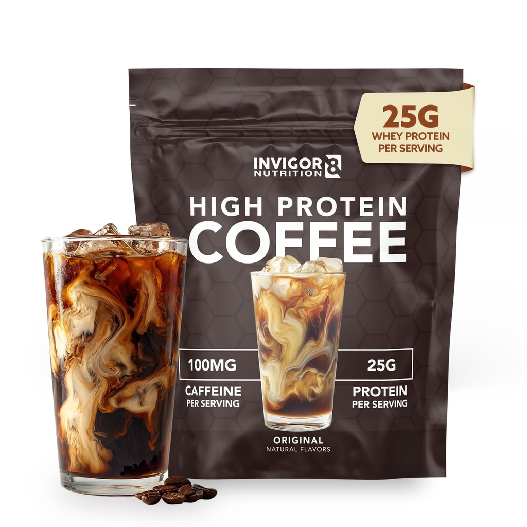 INVIGOR8 High Protein Coffee Powder 25 Grams Whey Isolate100mg Natural Green Tea Koffein Removal 124; 0 Tilføjet sukker Keto Gluten Gratis 99,9% Lactose Gratis • 124; Hot eller Iced15 Servering 15 Servering (17 OZ, Original)