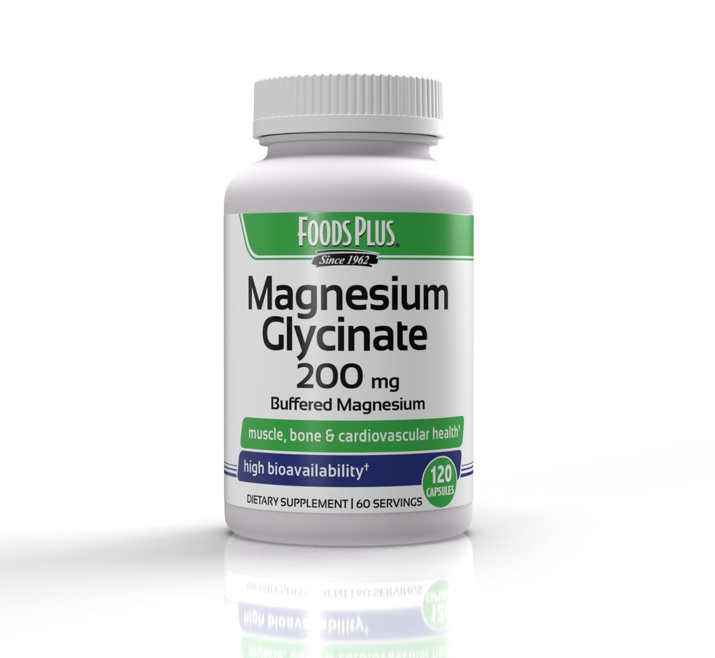 Magnesium Glycinat 200 mg per servering, muskel, og cardiovaskulær sundhed, buffered Magnesium, sundhed og ernæring Metabolisme, høj biotilgængelighed, 60 Servere