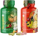 Root and Sun Fruits and Veggies Supplement - Pakket med Natural Whole Superfoods - Vegan - Non-GMO - 100% Soja Free - 90 Greve (2 Pack)