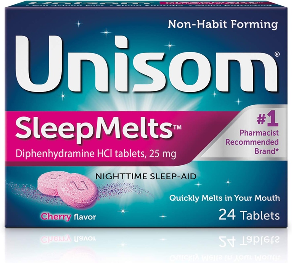 Unisom SleepMelts, Nighttime Sleep- aid, Diphenhydramin HCI, 24 tabletter, 25 mg