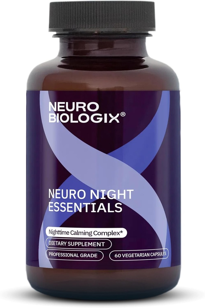 Neuro Night Essentials - Natural Nighttime Support med GABA, Melatonin, Valerian Root, LTheanine, Magnesium & Mere - fremmer afslapning, Mood Balance & Hvile - 60 Veg Kapsler - Made in USA