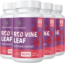 Red Vin Leaf Extract 1400mg & Horse Chestnut Extract 100mg tillæg for ben, Vein, cirkulering, hjerte, hud (60 kapsler - 4 flasker)