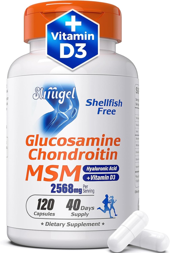 Glucosamin Chondroitin MSM + D3- vitamin - 124; Shellfish-Free Joint Support for Mobility, Fleksibilitet & Knoglersundhed