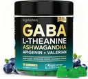 GABA L- Theanine Gummies, Sugar- Free Call Gummies med L- Theanine, Ashwagandha, Valerian Root, Magnesium- 124; Support Sleep, Stress Relief & Relaxation