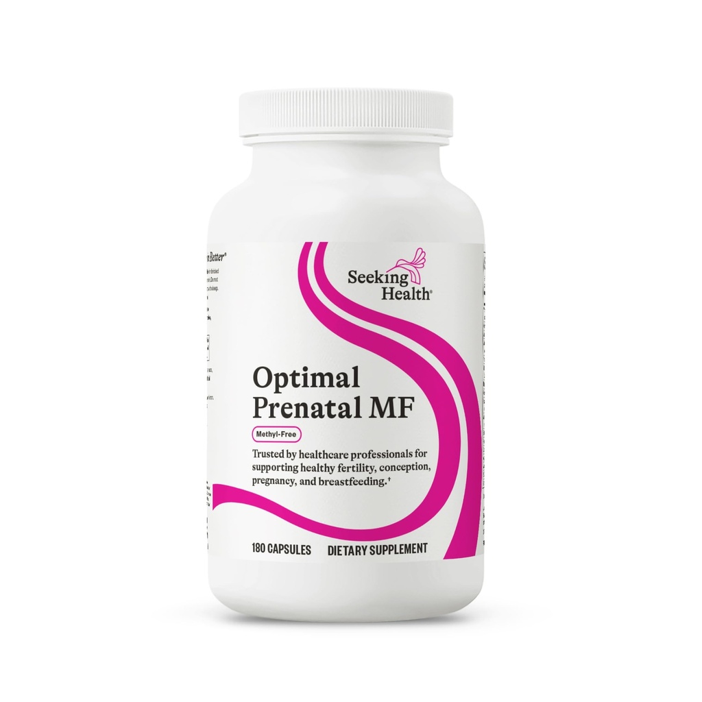 Søg Health Optimal Prenatal Metyl- Gratis, Non- Metyleret Folat og B12, Graviditet Support, B6 og Ginger til fordøjelsesbesvær Comfort, Understøtter sund føtal udvikling, Vegetar (180 kapsler)