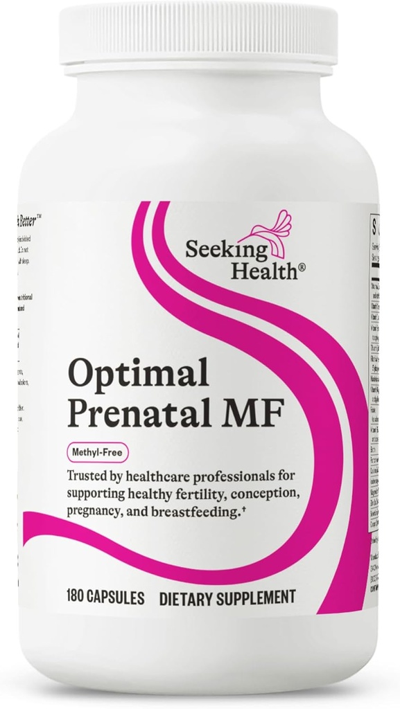 Søg Health Optimal Prenatal Metyl- Gratis, Non- Metyleret Folat og B12, Graviditet Support, B6 og Ginger til fordøjelsesbesvær Comfort, Understøtter sund føtal udvikling, Vegetar (180 kapsler)
