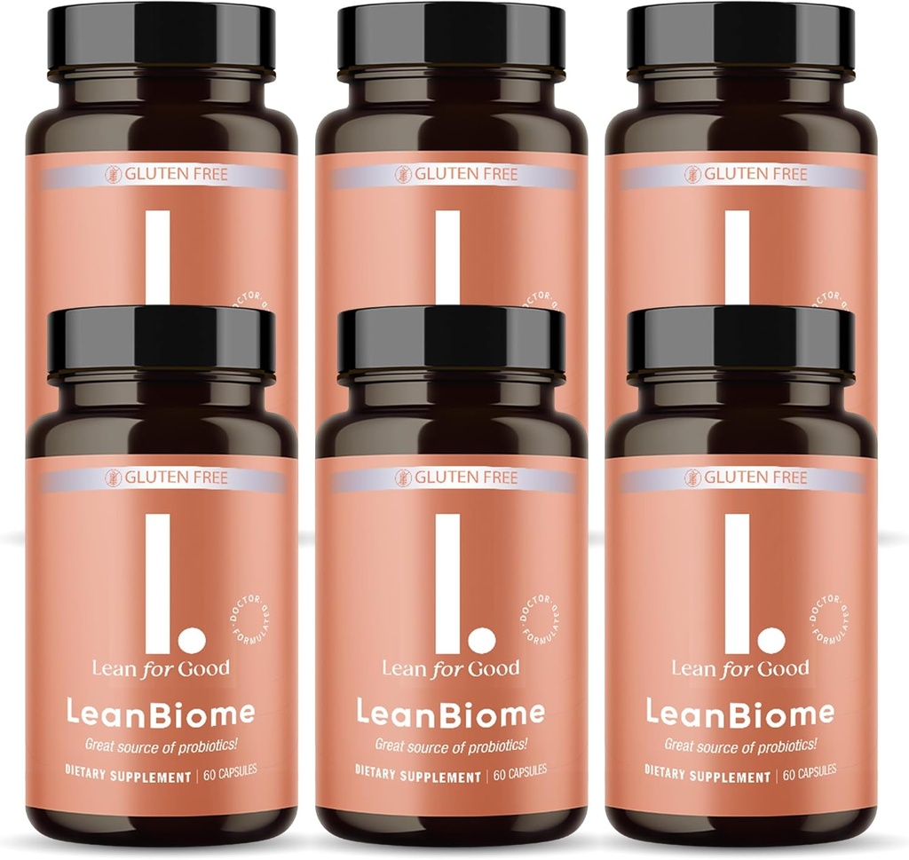 LeanBiome, 9 -Strain Probiotic Formel, Understøtter en afbalanceret Gut Microbiome, Kraftfuld Gut Probiotik med Greenselect Phytosome - 60 kapsler, 6 pakke