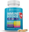 Immunstøtte 8 i 1 kapsler - Zink supplement, vitamin D3, C-vitamin og hyldebær - Immunbooster tillæg med Echinacea, Ginger Root, og gurkemeje
