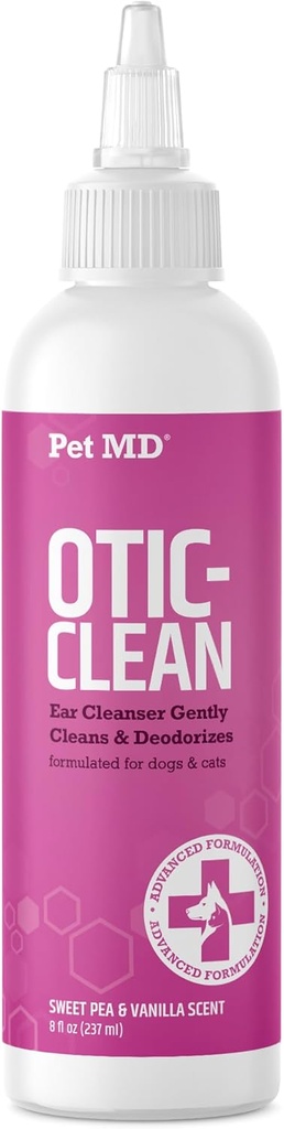 Pet MD Otic Clean Dog Øre Cleaner til katte og hunde - Effektiv mod infektioner, kløende, og kontroller Odor - 8 oz