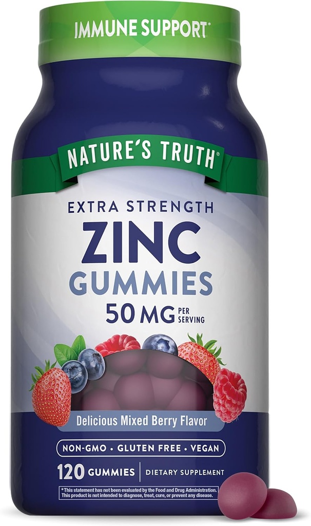 Nature 's Truth Zink Gummies for admirals against 124; 50mg against 124; 120 Greve Buddy 124; Vegan, Non- GMO & Gluten Free Supplement