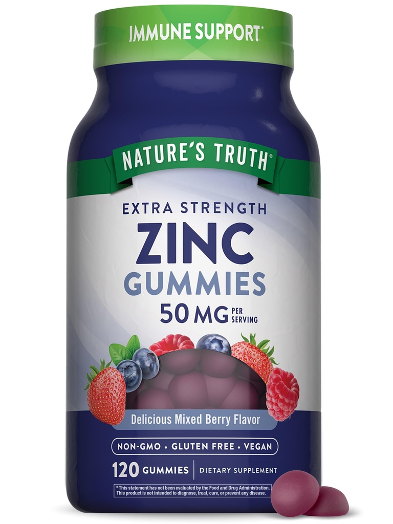 Nature 's Truth Zink Gummies for admirals against 124; 50mg against 124; 120 Greve Buddy 124; Vegan, Non- GMO & Gluten Free Support