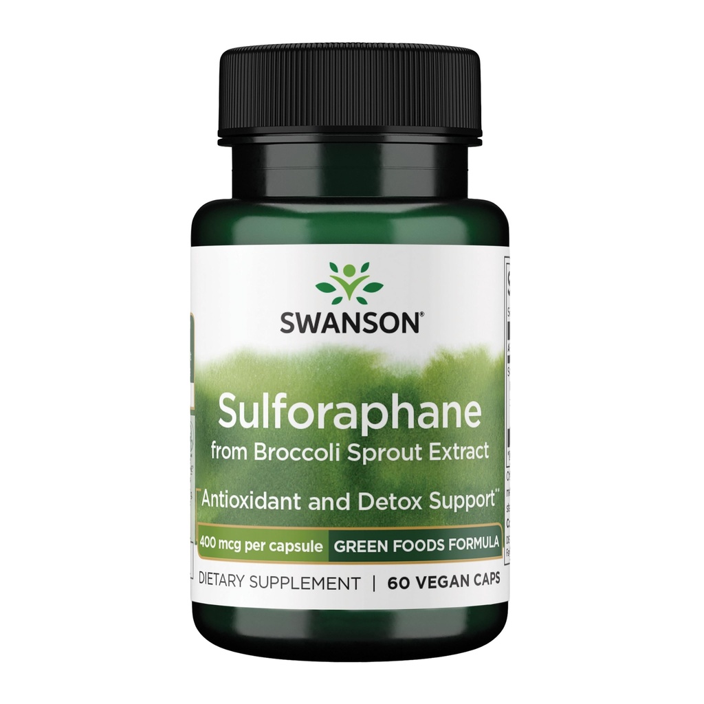Swanson Sulforaphane - Broccoli Sprut Udtræk Support Cellular, GI Tract, og Lever sundhed - Naturligt supplement Standardiseret til 0,4% Sulforaphane - (60 Veggie kapsler, 400mcg Hver)