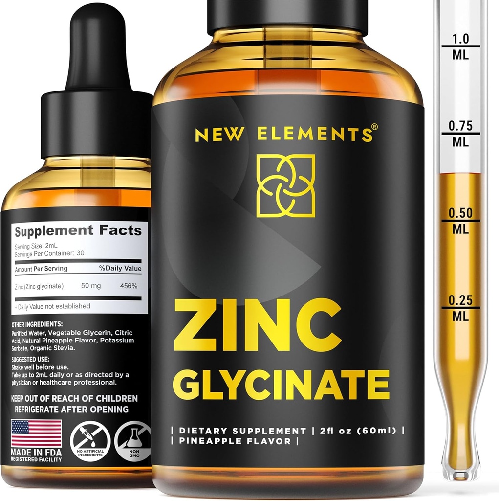 Zinktilskud 50mg 124; Flydende Zinktilskud 124; Zinkglycinat Drops til voksne