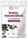 Pure trans- Resveratrol pulver med vitamin E, 5 Ounce, 2 i 1 Formel, Mikroniseret pulver til bedre absorption, Premium Resveratrol supplement, Super antioxidant