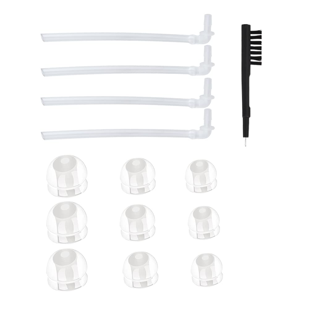 Universal BTE Hearing Aid Eartips Domes Set - Inkluderer 9 Single- Layer Ear Plugs, 4 Relaterede rør, og 1 Rengøringsbørste