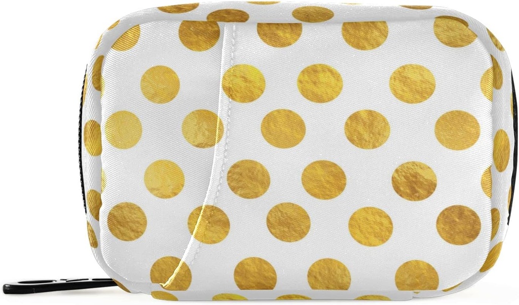 Naanle Gold White Polka Dot Pill Box 7 Dag sag taske Rejsearrangør med lynlås Portable Weekly Compact Størrelse for vitamin supplement Holder A Dots Golden 4.6 x 3.14 x 1.88 Tommer 0,12 kg