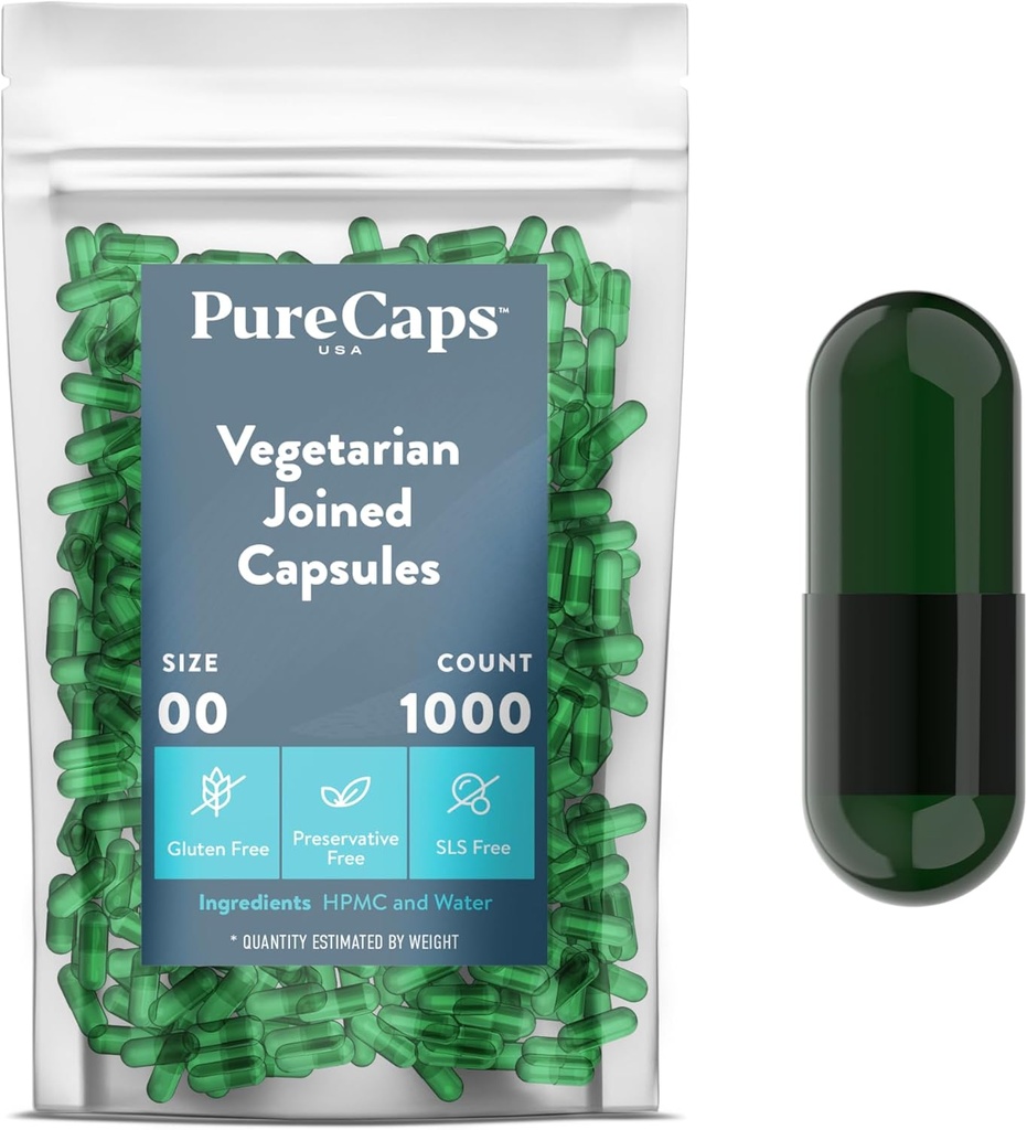 Purecaps USA - Tomme Gelatine Pille Kapsler Størrelse 00 Beeg 124; 1.000 Forenede Pills