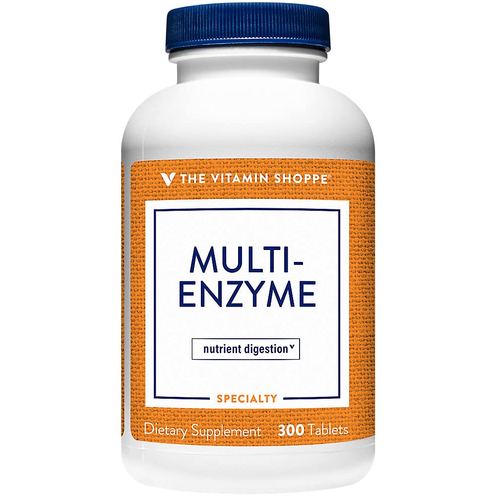 The Vitamin Shoppe Multi Enzyme - Hjælper til fordøjelse og absorption af protein, kulhydrater og fedt (300 tabletter)
