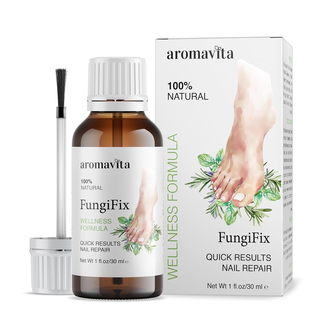 FungiFix Total Nail Reparation med olie af Oregano, Tea Tree Oil og E-vitamin - En formel for stærkere negle, Forbedrer Toenail og Fingernail udseende, fremmer Nail Inddrivelse, Vegan, 1 fl. Oz