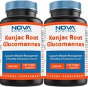 Nova Nutritions 2 Pack Konjac Root Glucomannan Kapsler 2000 mg / Servering Veggie Caps 180 Count (Total 360 Kapsler)
