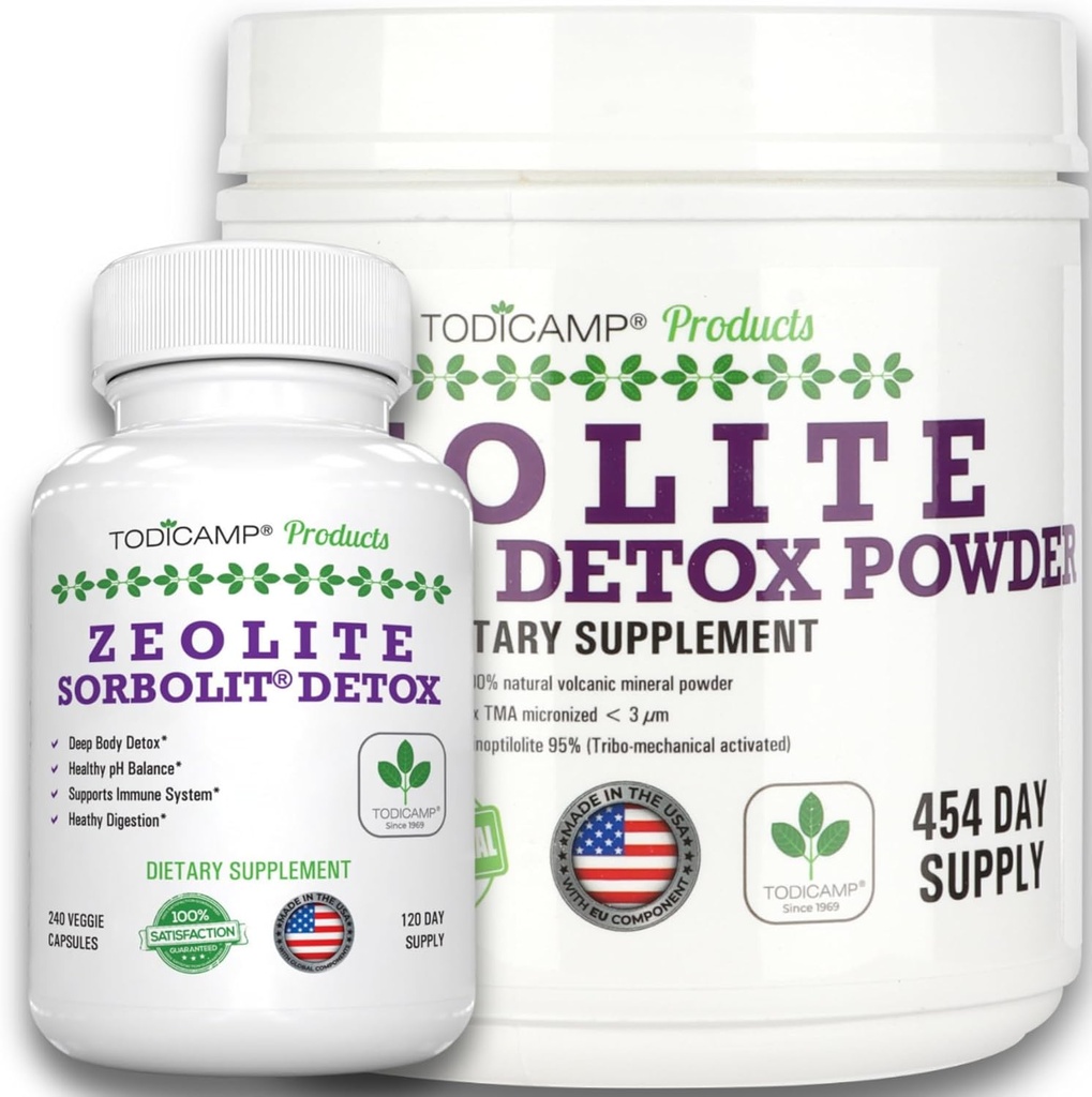 Zeolit Detox Pack Minimum 120 dages forsyning Zeolit kapsler og Zeolit pulver bundle