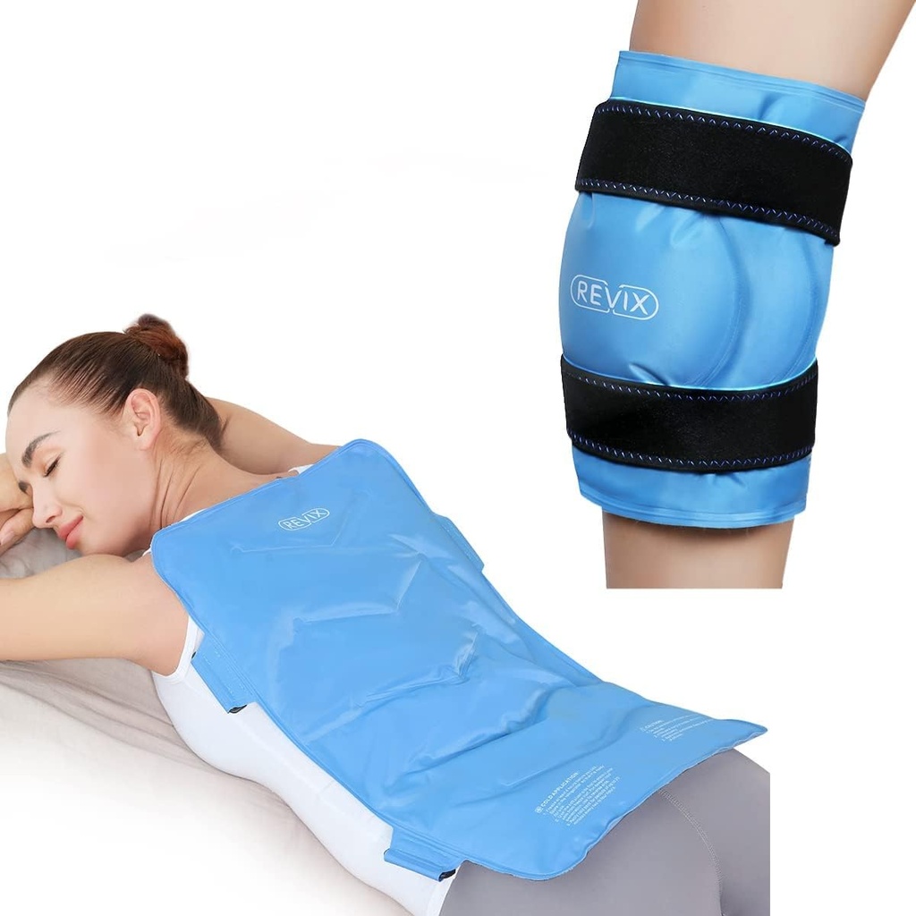 REVIX fuld tilbage Ice Pack til skader Genanvendelige store Gel Ice Wrap til rygsmerteløse og XL Knee Ice Pack Wrap omkring hele knæ efter kirurgi