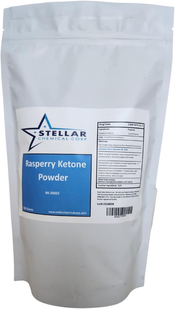 Raspberry Ketone Powder ~ ~ 500 Bedste Kosttilskud, Antioxidanter Support - Pure, Gluten Free - 500mg per Servering