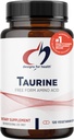 Designs for Health Taurine Capsules - 1000 mg (1g) Taurine Aminosyrepiller - Cardiovaskulær Support - Non- GMO + Vegan Supplement (120 kapsler)