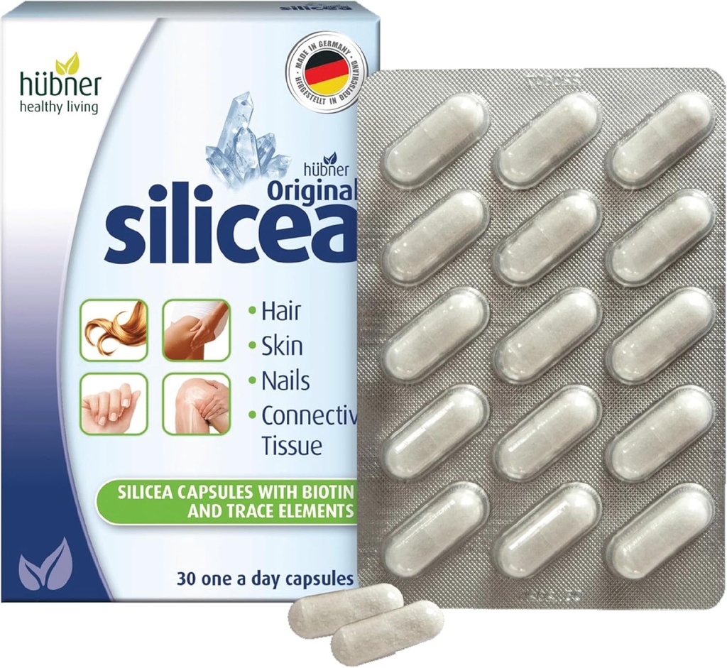 Hübner Original Silicea Gel En en dag kapsler til hår, hud, negle, og forbindelsesvæv, Pure kolloid Silica Gel Formel, ingen tilsætningsstoffer eller konserveringsmidler, 30 Servering