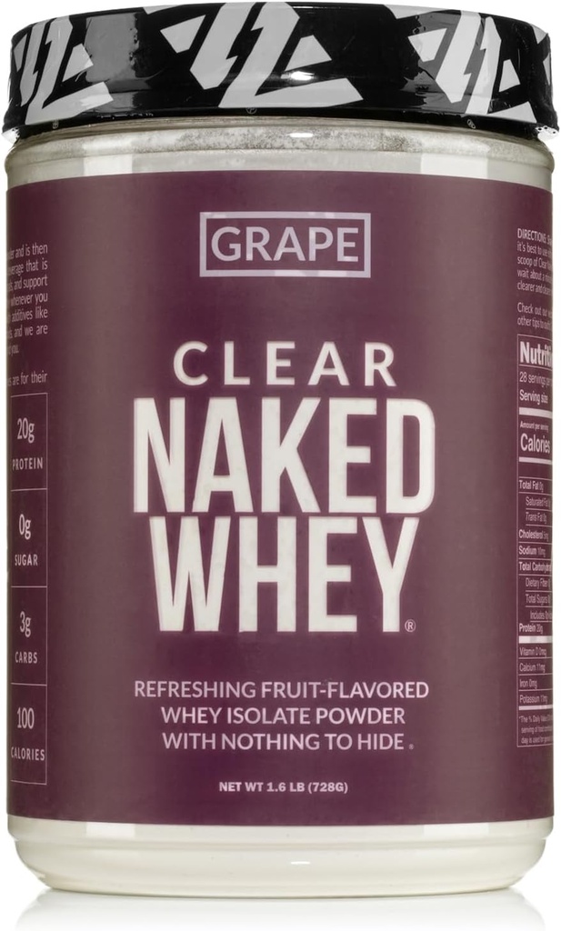 NAKED ernæring Clear Nøgen Whey isolere protein pulver, Grape Flavor, Iso Protein pulver, Ingen Gmos eller kunstige sødestoffer, Gluten- Free, Soy- Free - 28 Servere