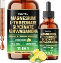 10in1 Magnesium L- Threonat Flydende dråber med Magnesium Glycinat, Ashwagandha, D3- vitamin, C, B6 & 4 Andre ingredienser - 2 Fl Oz - Lemon Flavor