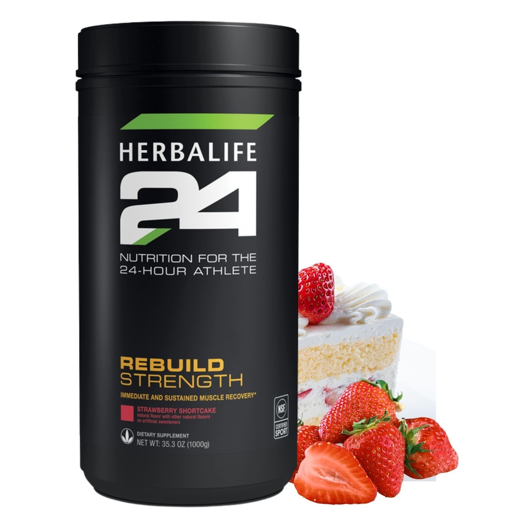 HERBALIFE24 Rebuild Strength: Strawberry Shortcake (1000 G), Nutrition for The 24- Hour Atlete, Rebuild Lean Muscle, Support immunfunktion, Natural Flavor, Ingen Kunstig sødemiddel