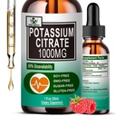 Kalium Citrate Liquid Drops, Kalium Supplement 1000mg Liquid Support Muscle Cramp Relief, Heart Health and Sleep, Meget Absorbable for voksne kvinder og mænd, Vegan, 30 Servering