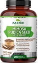 Zazzee Mimosa Pudica Seed 10: 1 Extract, 200 Vegan Capsules, 1100 mg, 3 + Måned Supply, Potent 10: 1 Extract, Non- GMO og All- Natural