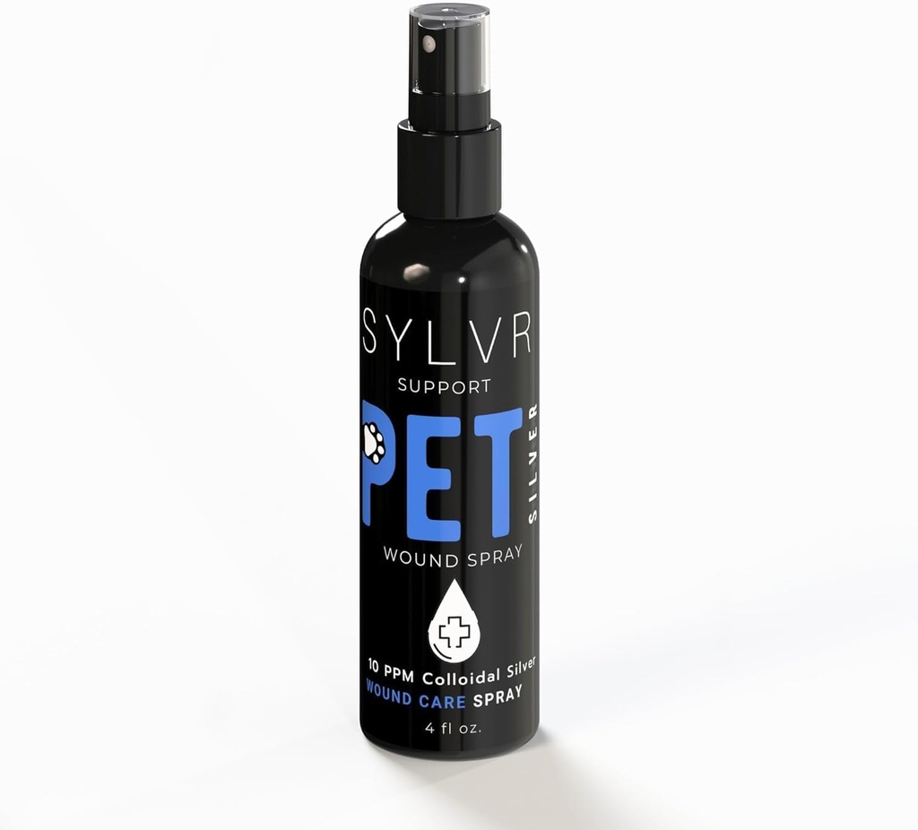 SYLVR WELLNESS- Kolloid Sølv SilverSol Pet, hund, kat, Wund & Skin Spray med Nano Silver, Lavet i USA, Alle naturlige (4 oz.)