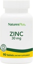 NaturesPlus Zinktabletter - 30 mg, 90 Vegetariske tabletter - Immunsystemet supplement til cellulær vækst og reparation - fremmer sund fordøjelse, Metabolisme & Vision - Gluten- Free - 90 Servering