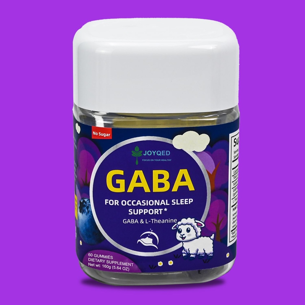 1 flaske GABA Gummies sove rolig gummies ingen melatonin for voksne med L Theanin, 5-HTP, Vitamin D3, Stress Relief, Fredelig hvile, Afslapning Support, Blåbær, 60 Gummies, 30-dages servering