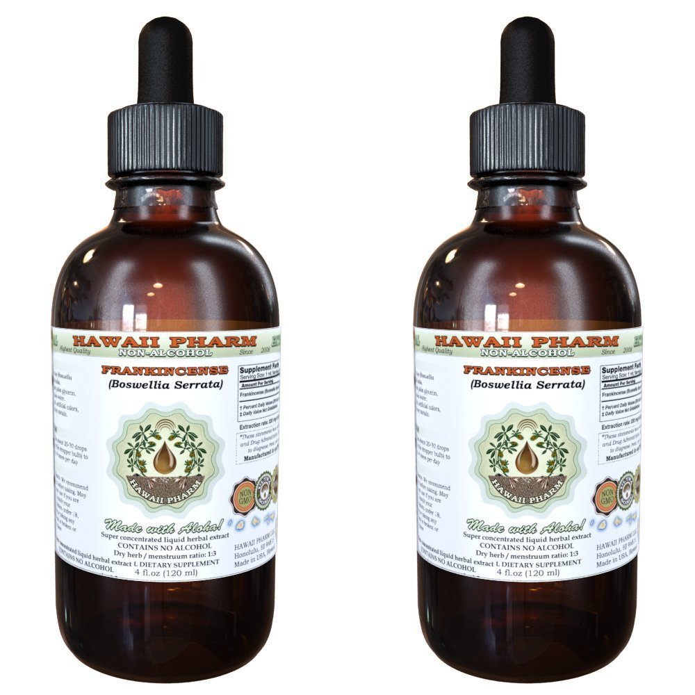 Frankincense Alkohol- Free Liquid Extract, Frankincense (Boswellia Serrata) Tørret harpiks Glycerit Hawaii Pharm Natural Herbal Supplement 2x4 oz