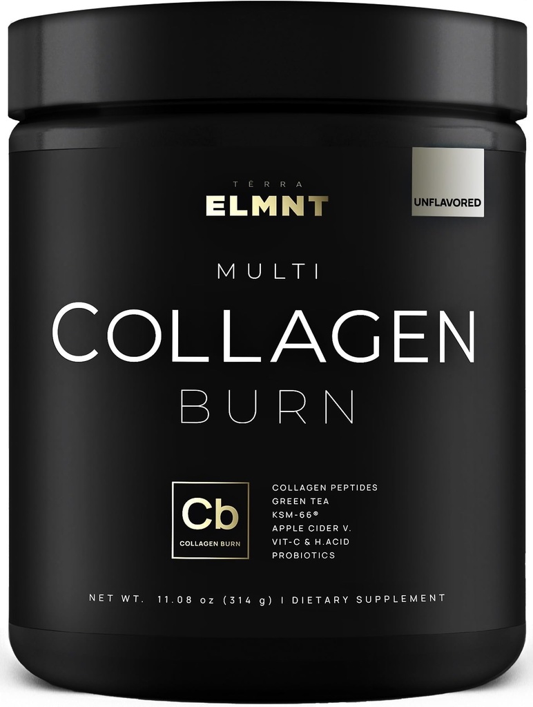 ELMNT Super Collagen Pulver til kvinder Vægttab + skønhed w. Probiotika, Hyaluronsyre, ACV, KSM- 66, Biotin - Premium Multi Collagen Peptider Protein supplement Colageno for kvinder (Unflavored)