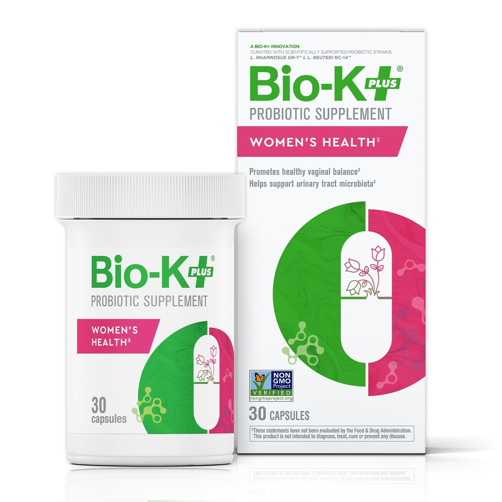 Bio K + kvinders sundhed - Probiotisk tillæg for kvinder støtter vaginal & Urinary Tract sundhed med 2 Millioner CFU 2 Strops, Vaginal Probiotika for kvinder - 30 kapsler