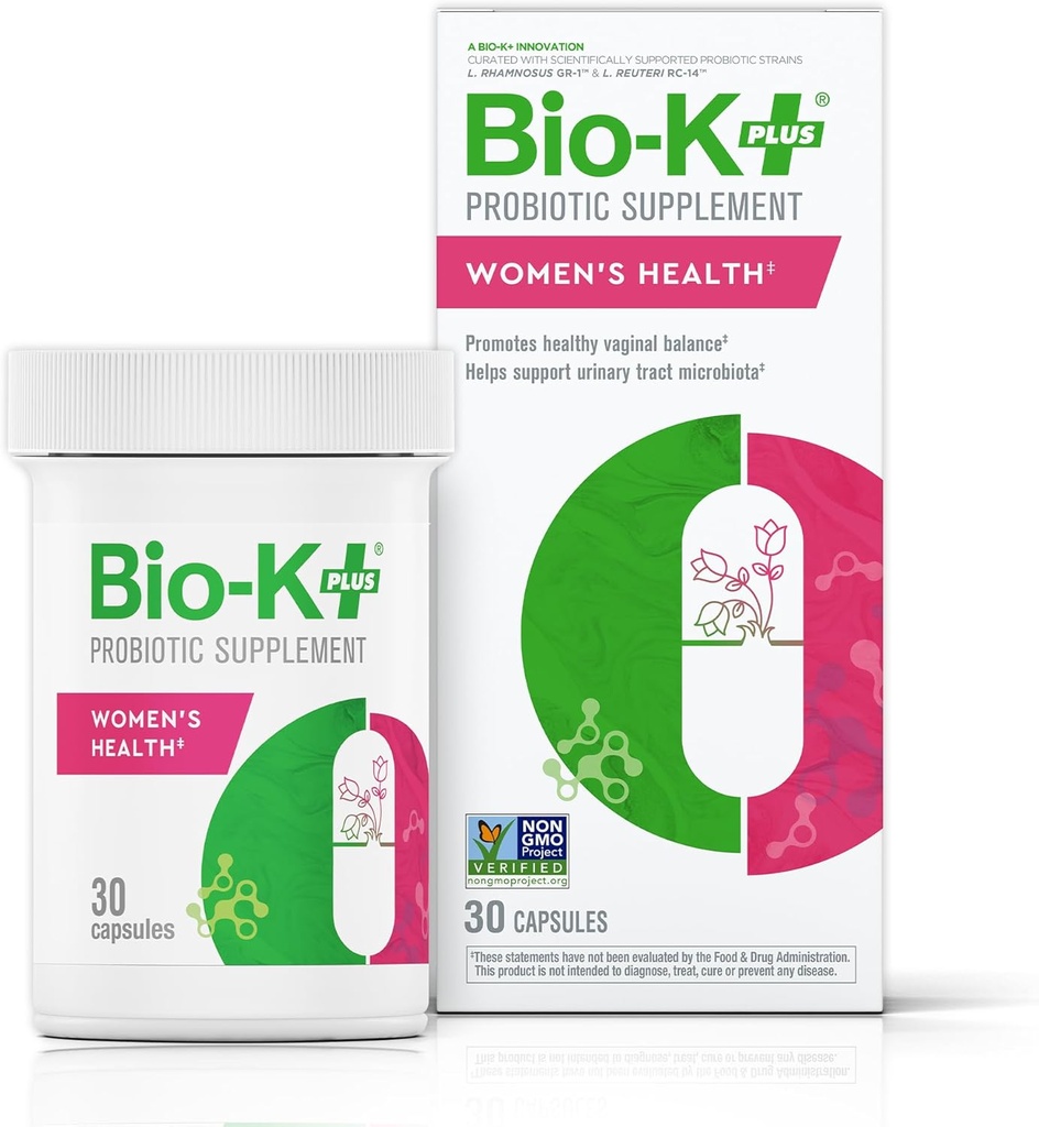 Bio K + kvinders sundhed - Probiotisk tillæg for kvinder støtter vaginal & Urinary Tract sundhed med 2 Millioner CFU 2 Strops, Vaginal Probiotika for kvinder - 30 kapsler