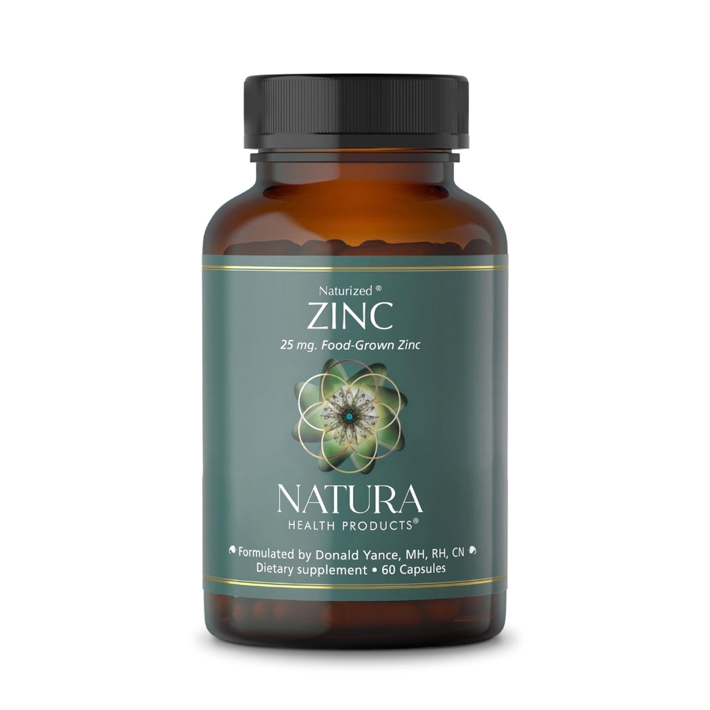 Natura Health Products 25 mg Zink supplement - understøtter cellular sundhed og en sund immunrespons - stærkt biotilgængelig foder- dyrket zink (60 kapsler)