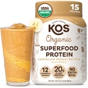 KOS Organic Plant Protein Powder, Chokolade Peanut Butter - Lækker Vegansk Protein Powder - Keto Friendly, Gluten Free, Dairy Free & Soy Free - 15 Servere