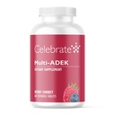 Celebrere Vitamin Multi ADEK Chewables, Iron Free - Daily Bariatric Multivitamin, Højt niveau af Vitamin A, D, E, K & B12 for Duodenal Switch Kirurgi Patienter - Berry Sorbert (60 tabletter)