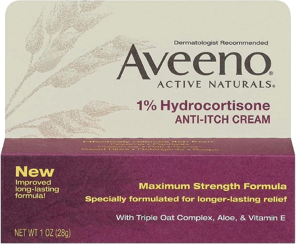 Aveeno 1% Hydrocortison Anti- Itch Cream, 1 Oz (pakning med 3)