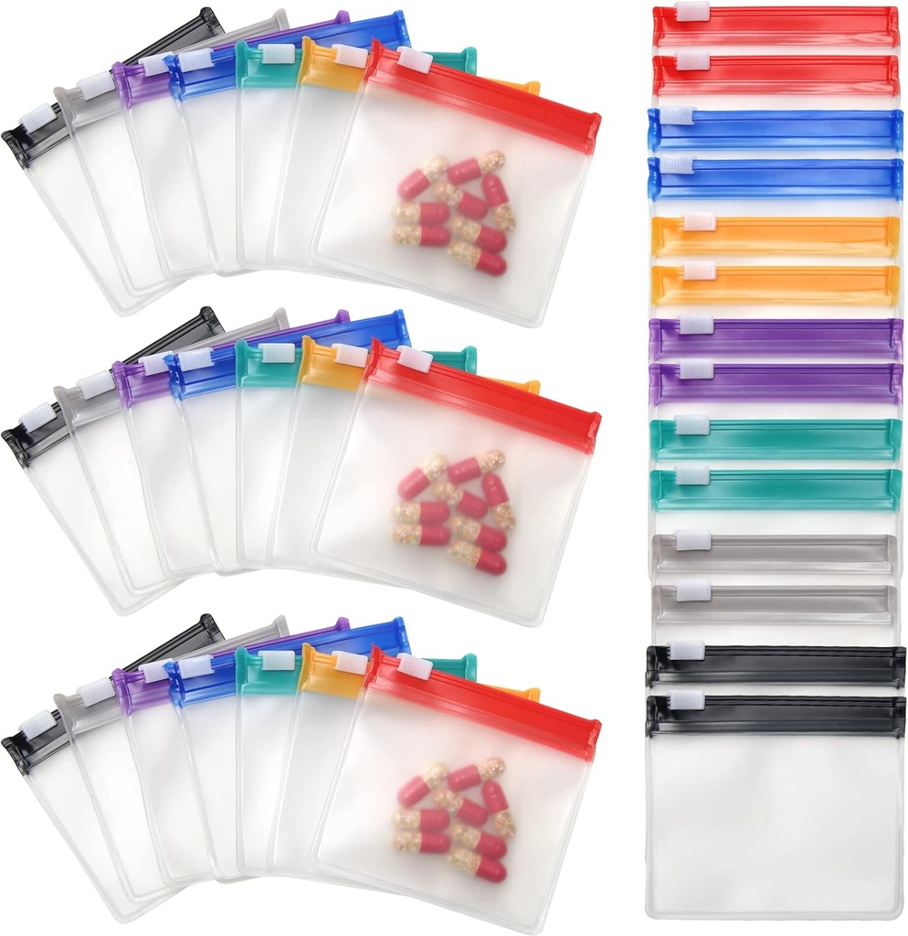 35 & 70 Stykker Pill Pouch Tasker Zipered, Anglecai Genanvendelig Pill Pouch til medicin Tasker Portable Self Sealing Travel Medicine Pakker med Slide Lock Drug Sækker (35)