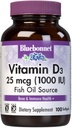 Bluebonnet Nutrition Vitamin D3 1000 IE Softgels, Aids in Muscle and Skeletal Growth, Cholecalciferol from Fish Oil, Non GMO, Gluten Free, Soy Free, Dairy Free, 100 Softgels